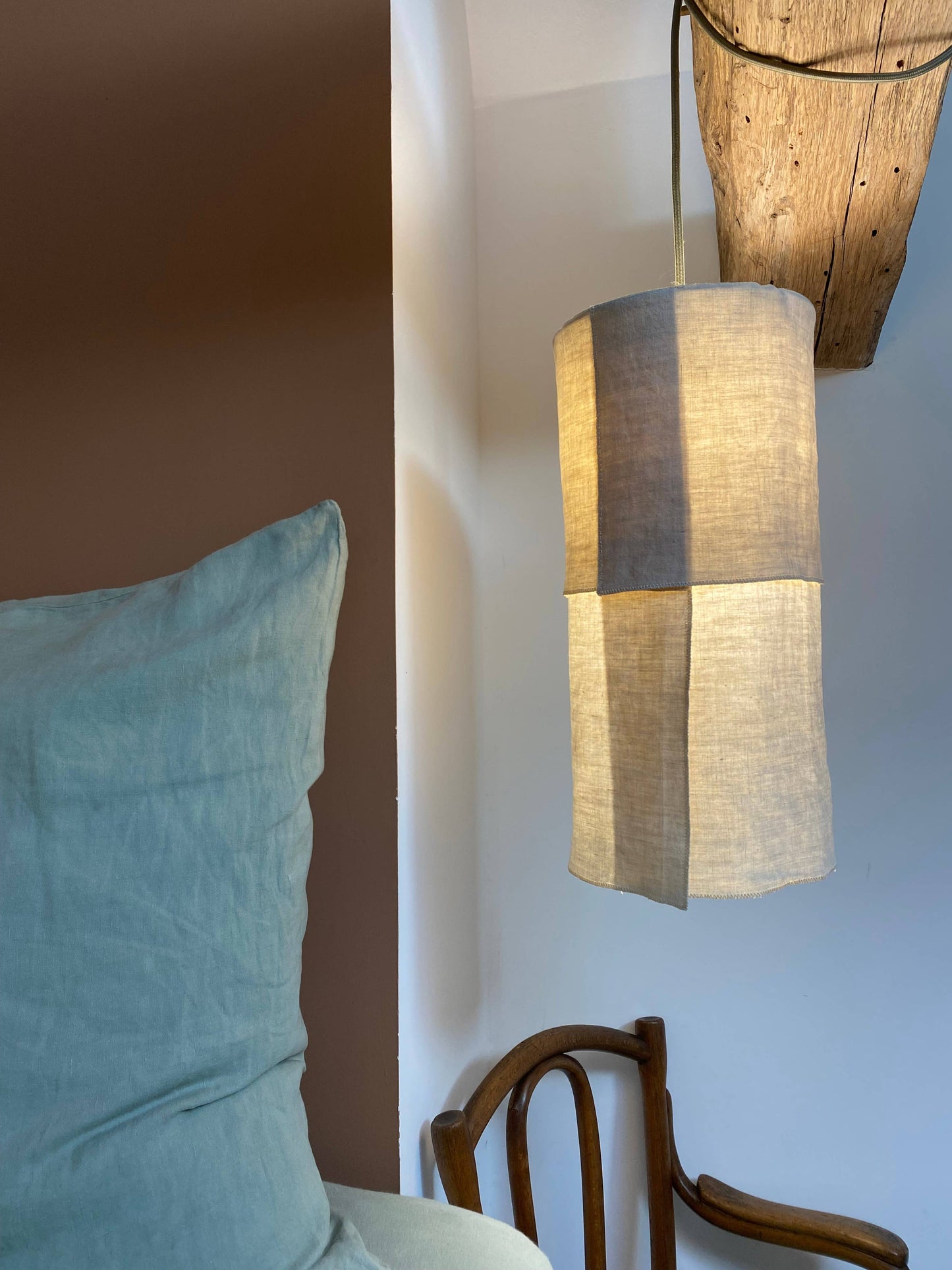 French Linen Pendant - small round