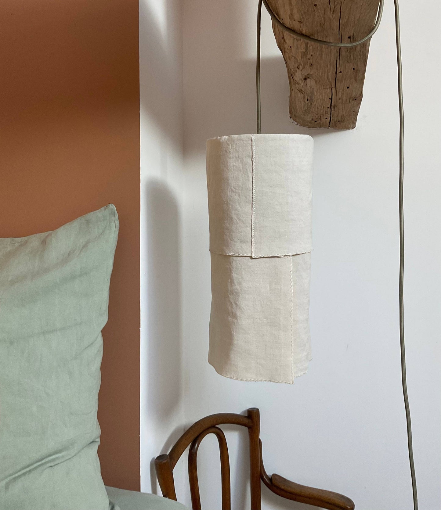 French Linen Pendant - small round
