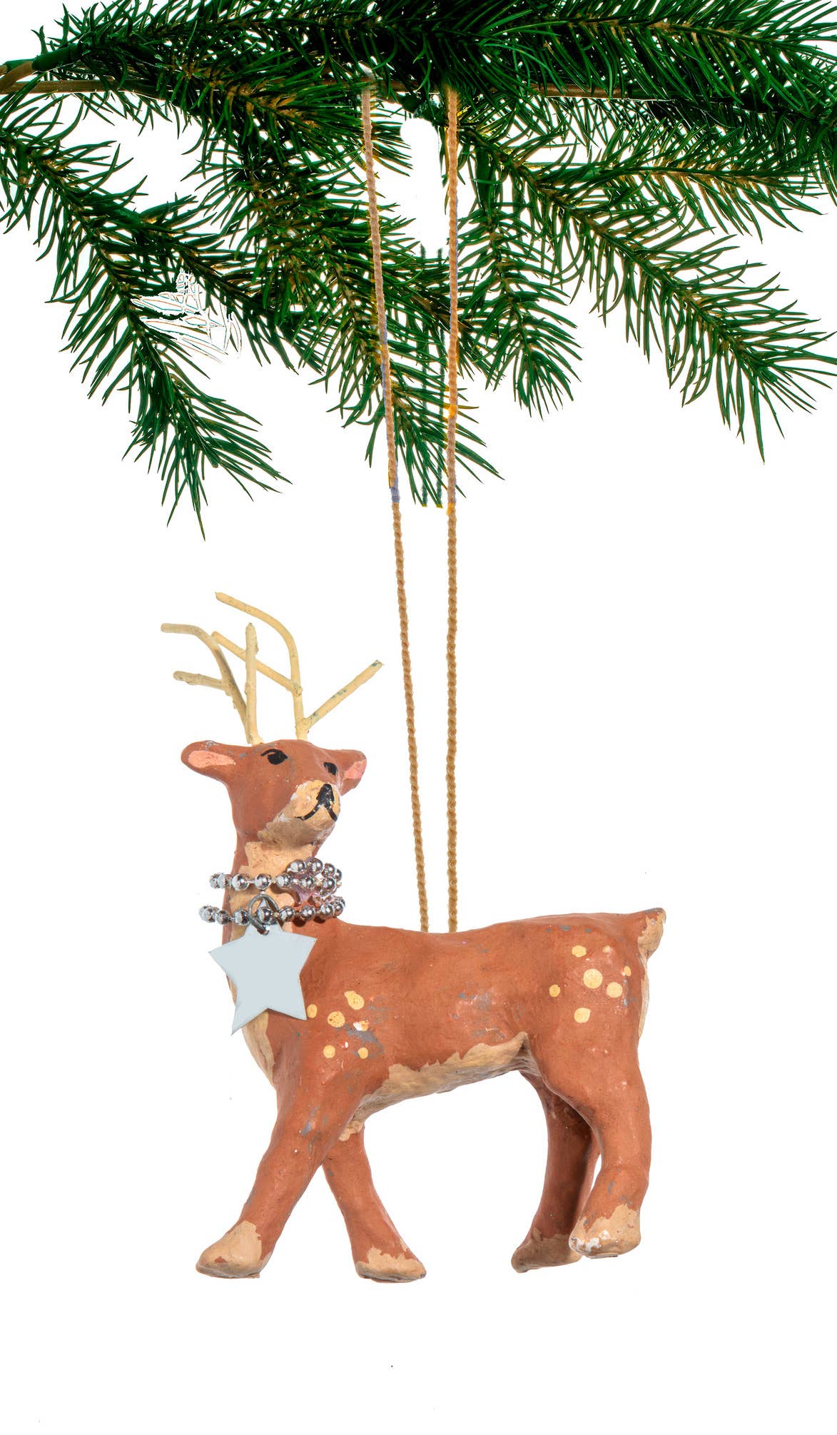 Paper Mache Reindeer & Star Ornament