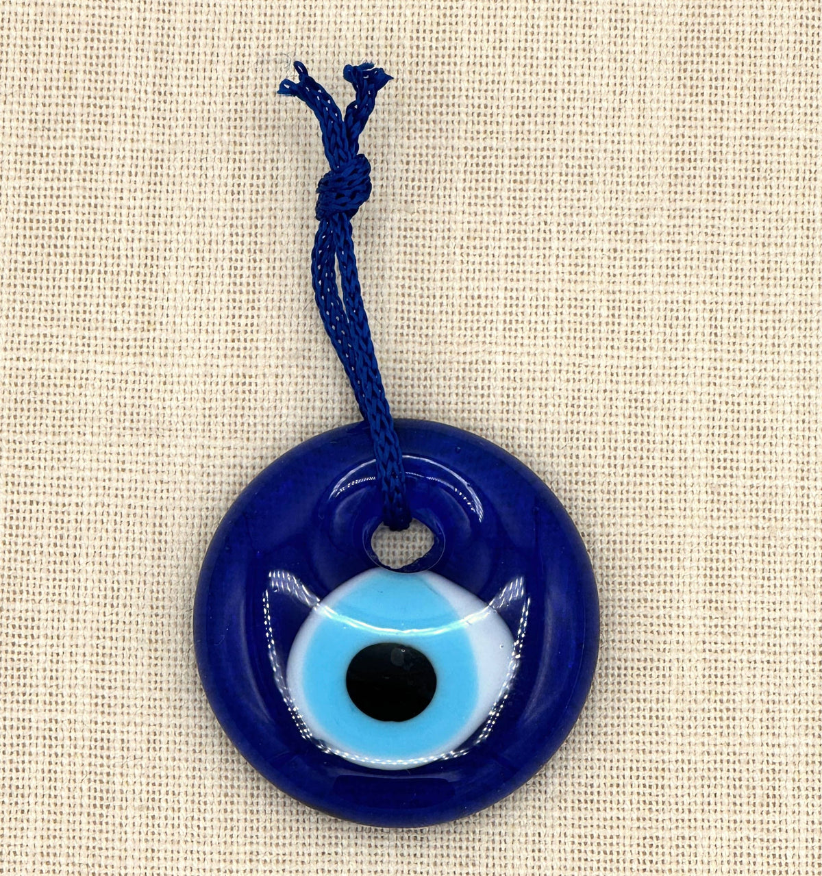 Evil Eye Round Glass Ornament. 4 cm diameter, Turkey