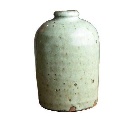 Medium Bud Vase in White Ash Glaze Foraged Clay