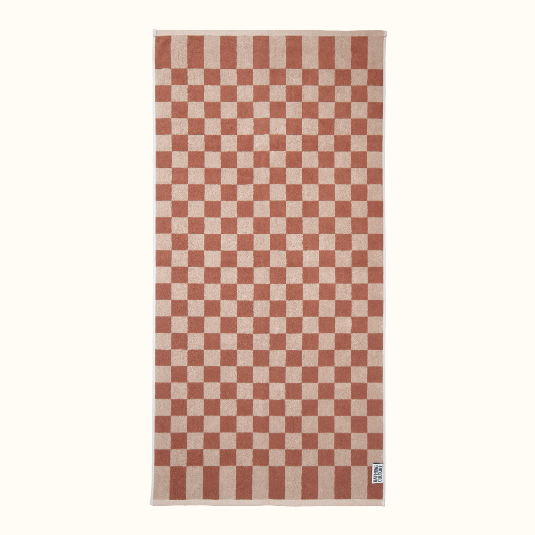 Bathhouse Check Organic Cotton Towel - Clay