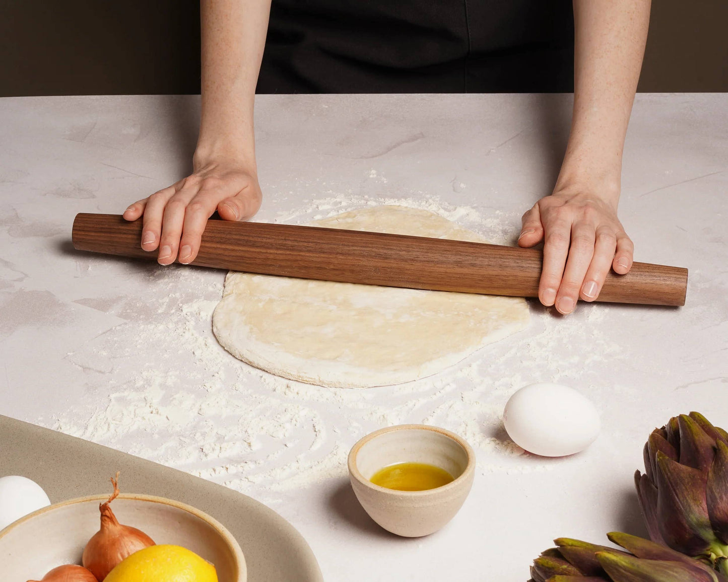 17.5" Walnut Wood French Tapered Rolling Pin