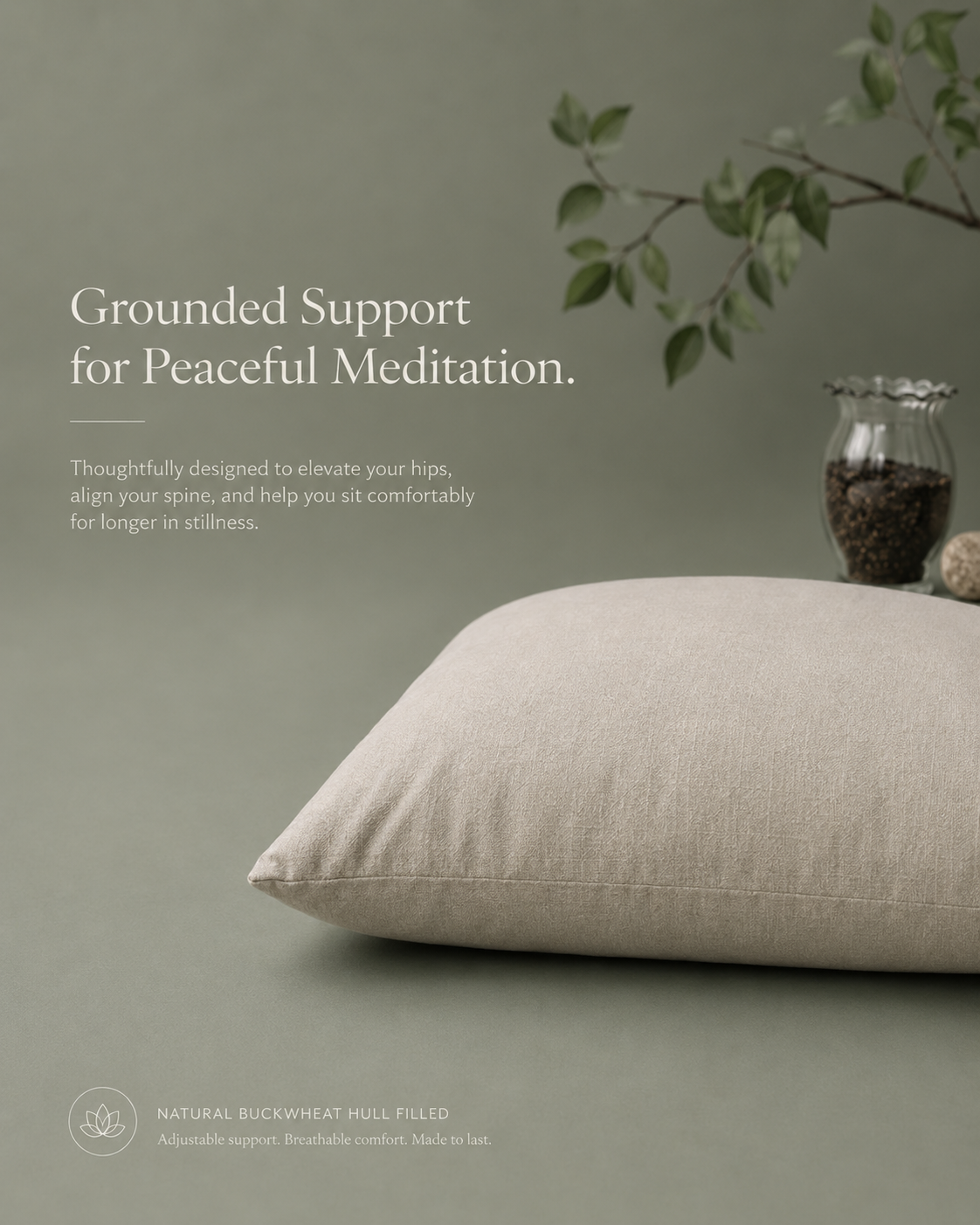 100% Undyed Cotton Meditation Cushion Set- filled Buckwheat
