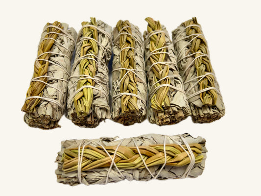 Braided Sweetgrass with White Sage Bundles