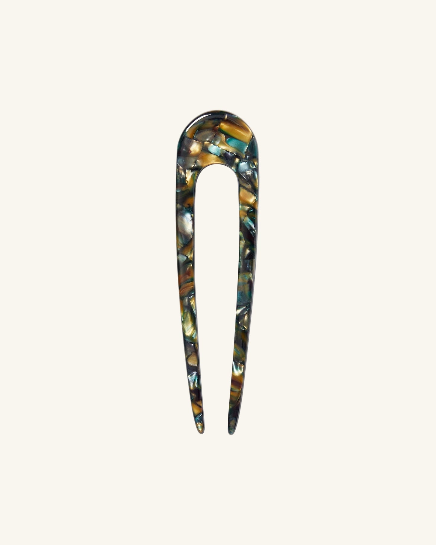 French Hair Pin in Green Tortoise