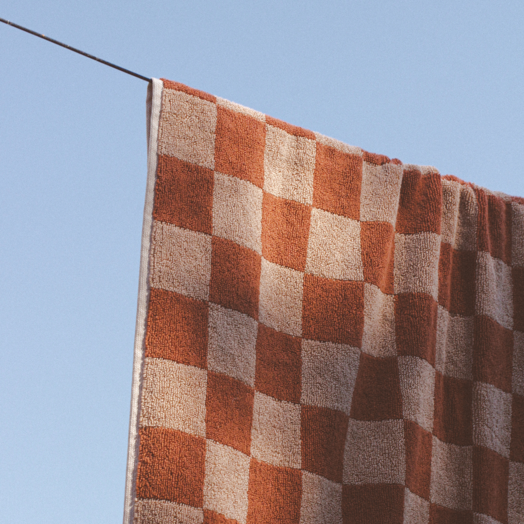 Bathhouse Check Organic Cotton Towel - Clay