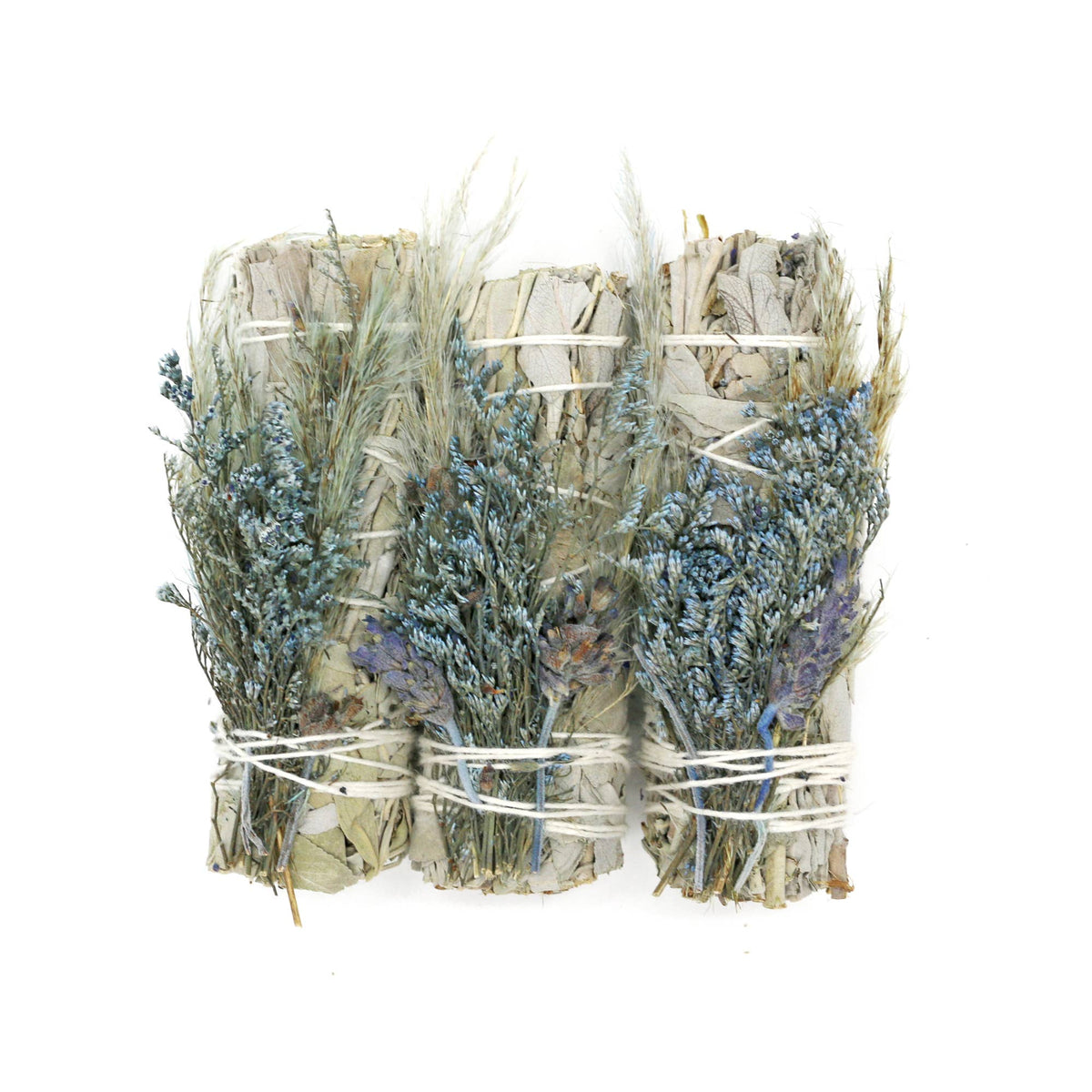 White Sage Smudge Stick, Blue Bouquet Floral | 4 in.