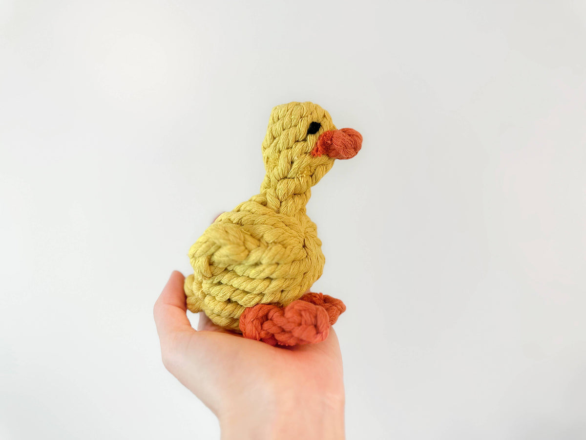 Handmade Yellow Duck Rope Toys - For Small Dogs
