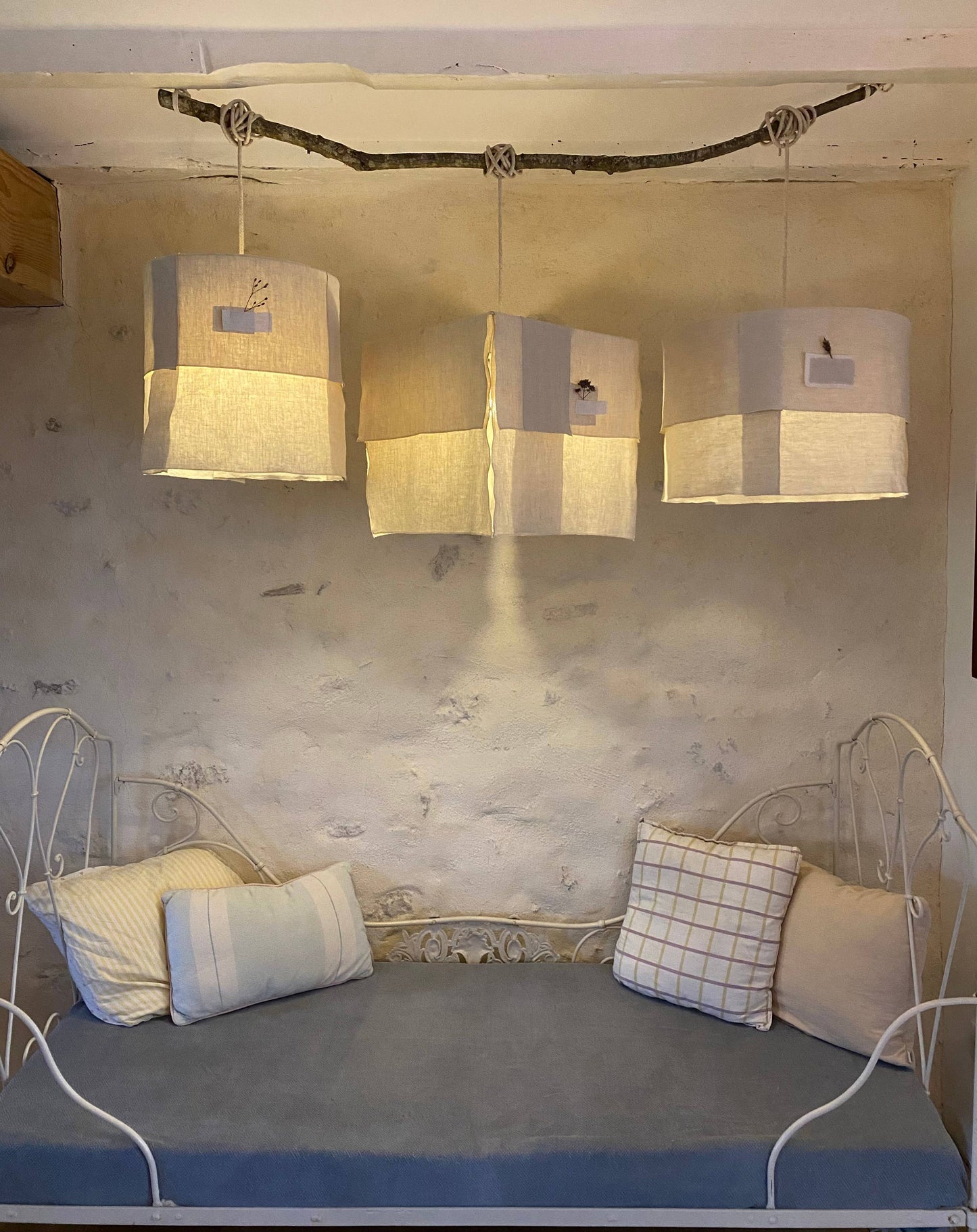 French Linen Pendant - large square
