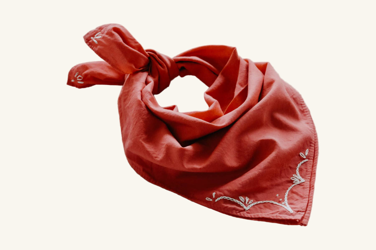Hand embroidered RODEO cotton bandana, hand dyed 