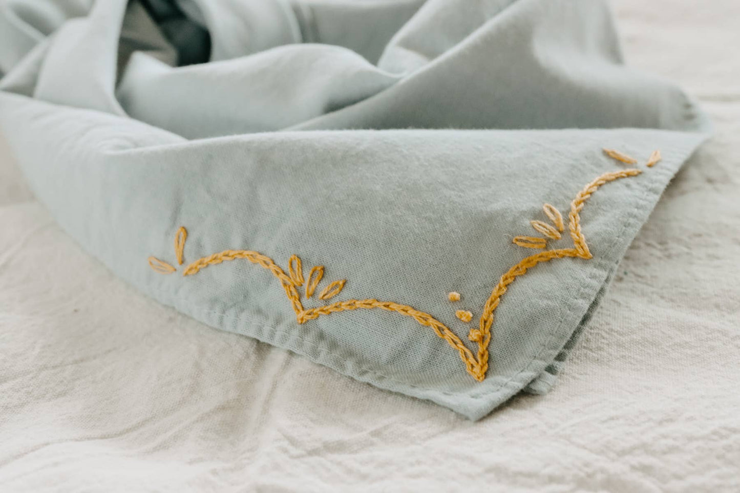 Hand embroidered RODEO cotton bandana, hand dyed 