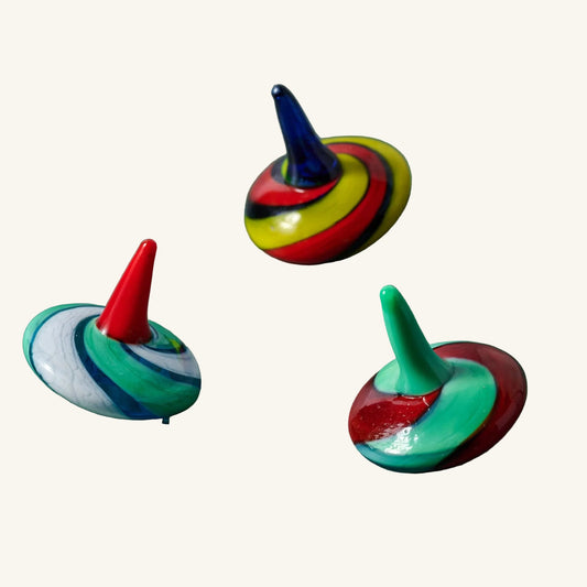 Multi-Colored Glass Tops - Set of 3 - Assorted Colors