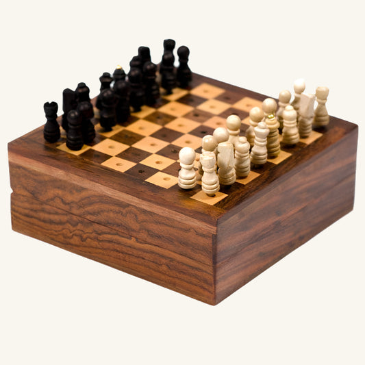 Travel Chess Game -  Handcrafted Wood Pegs