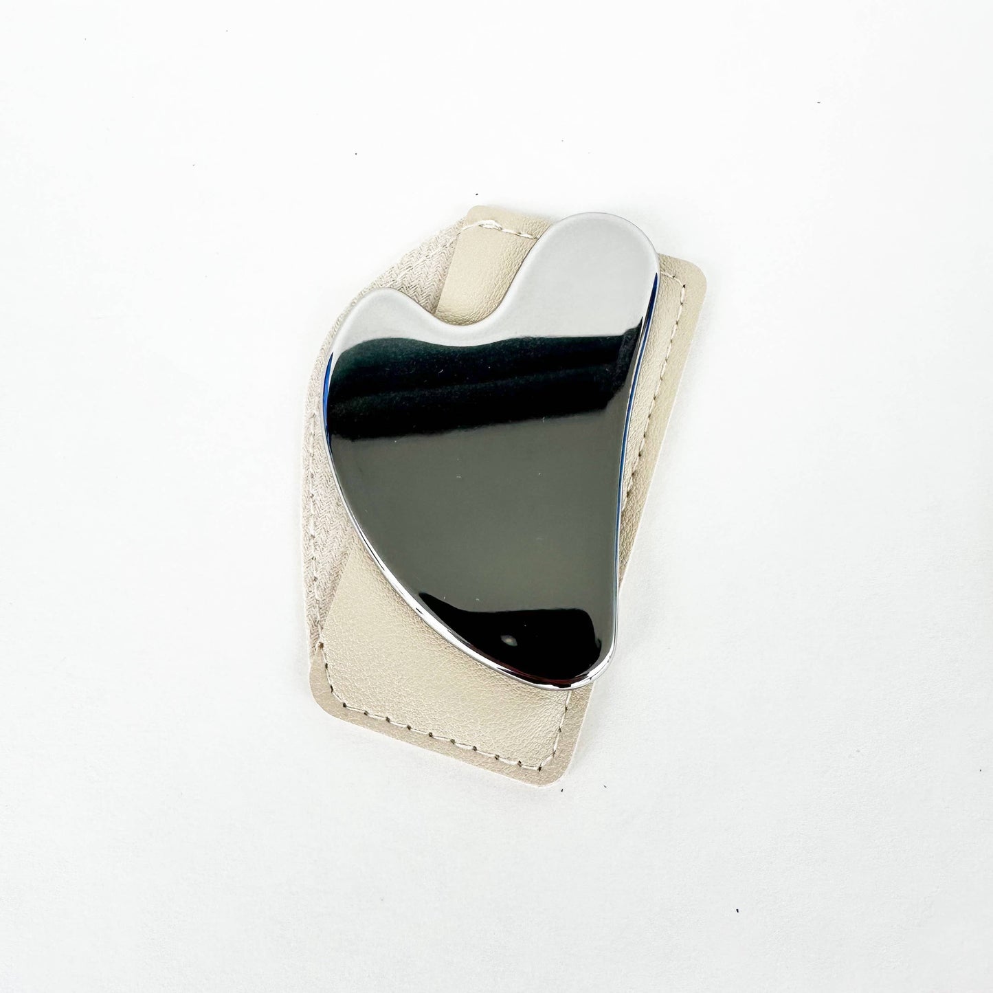 Stainless Steel Gua Sha with Leather Case : Silver