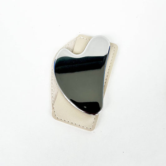 Stainless Steel Gua Sha with Leather Case : Silver