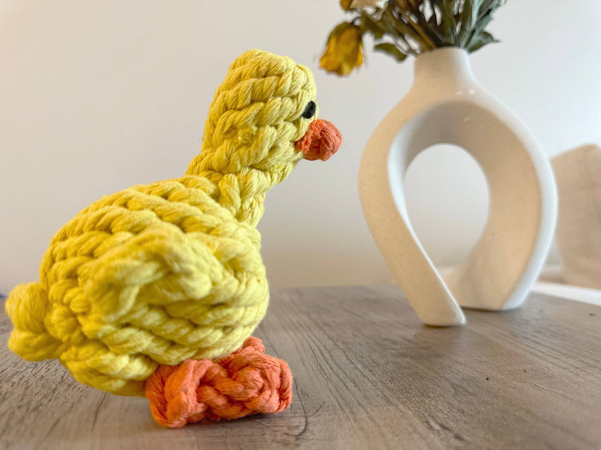 Handmade Yellow Duck Rope Toys - For Small Dogs