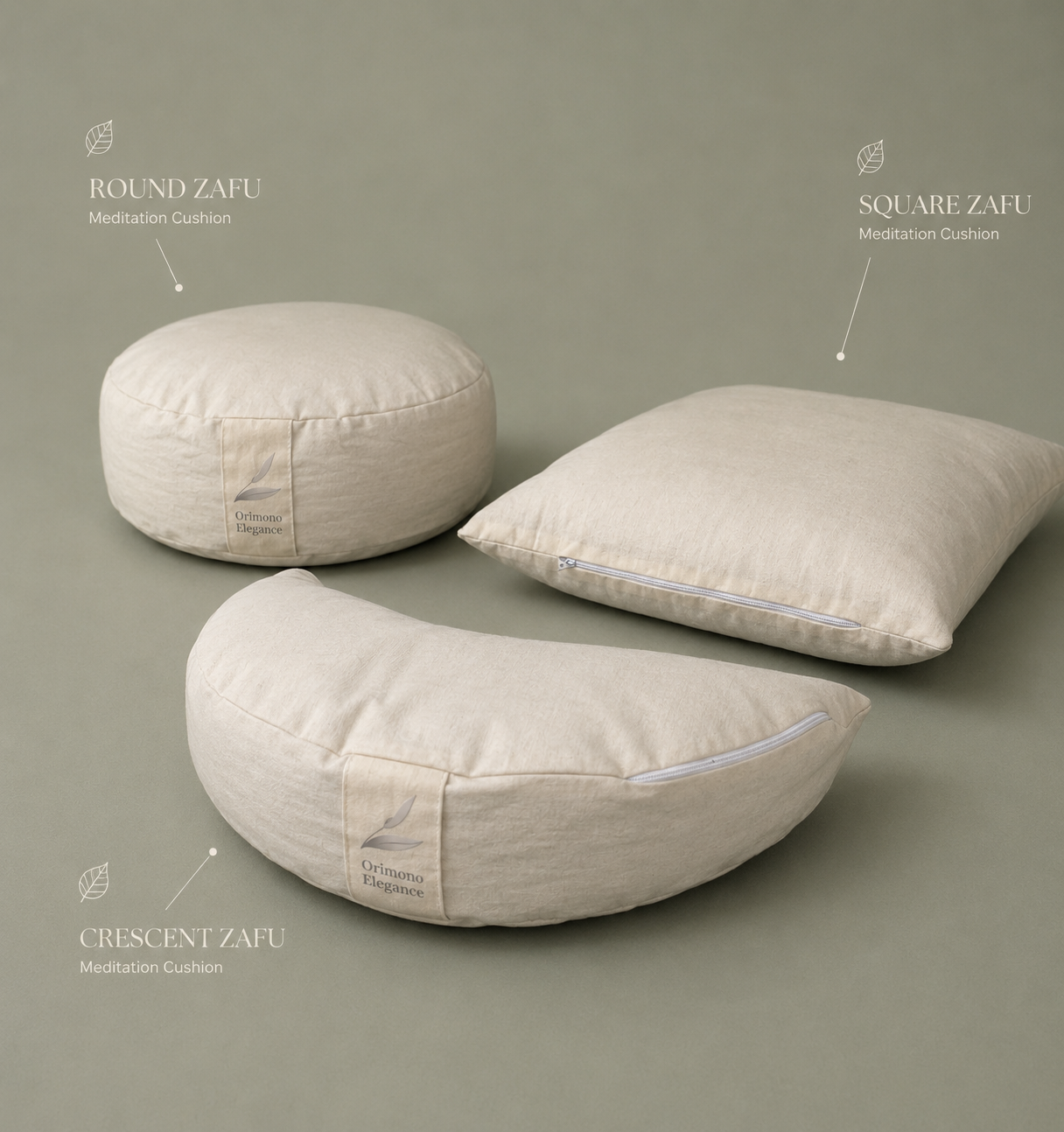 100% Undyed Cotton Meditation Cushion Set- filled Buckwheat