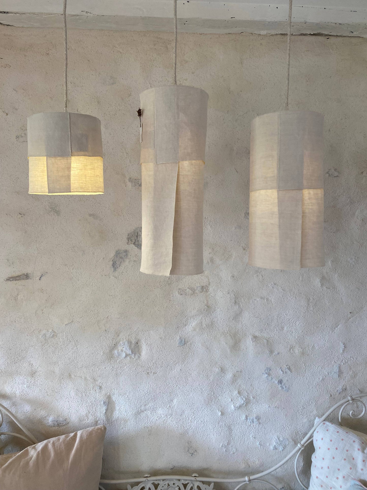 French Linen Pendant - small round