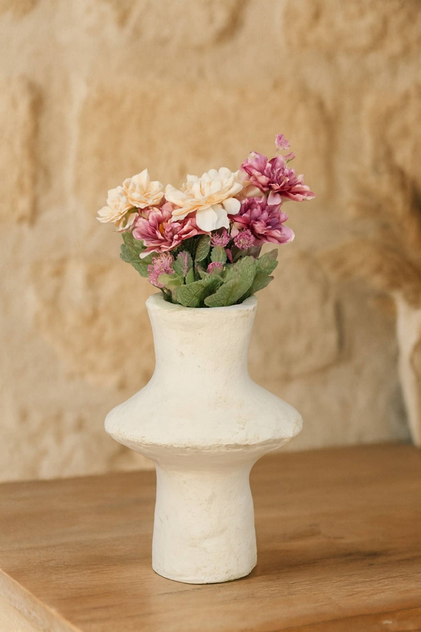 Cream Paper Mache Vase