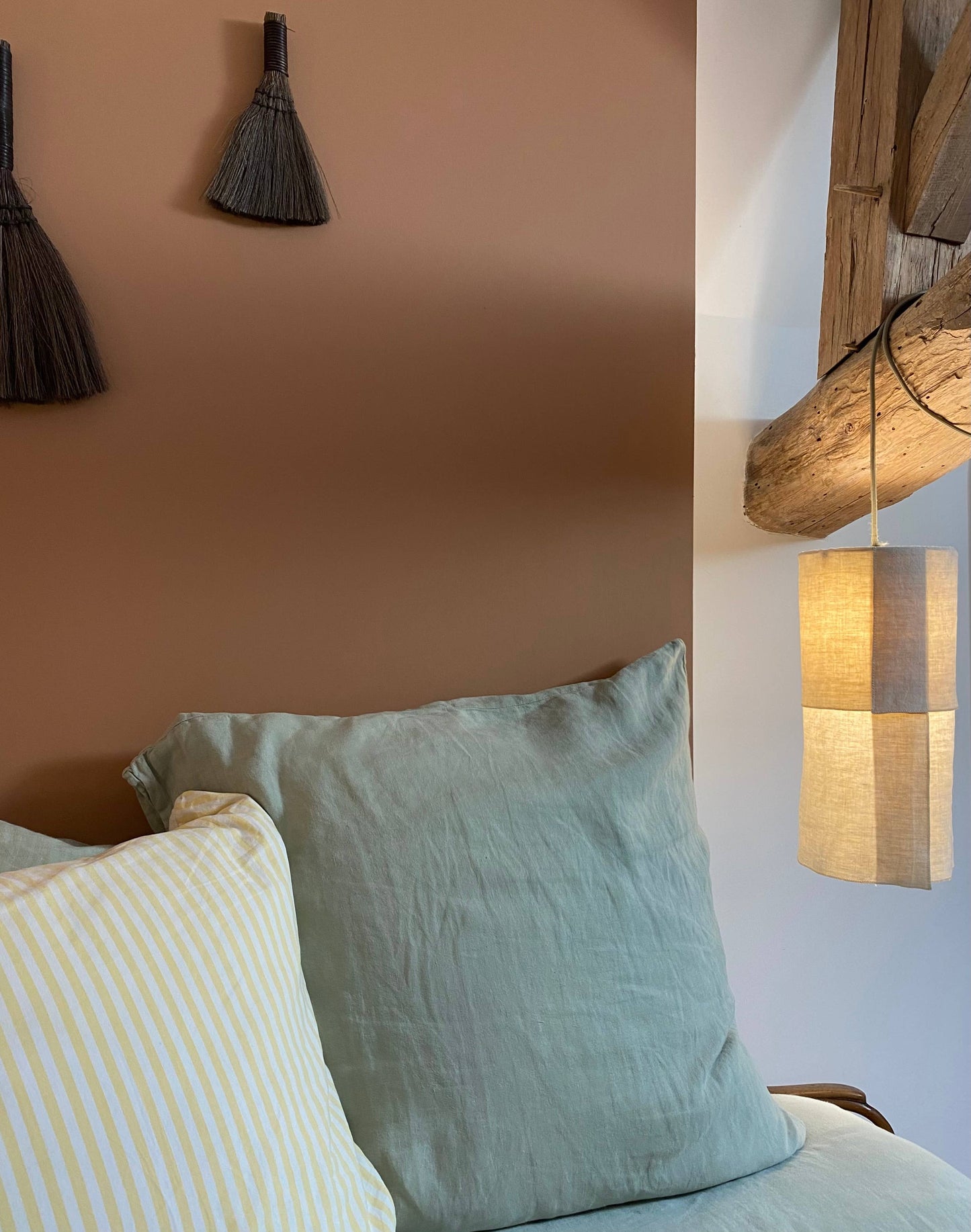 French Linen Pendant - small round