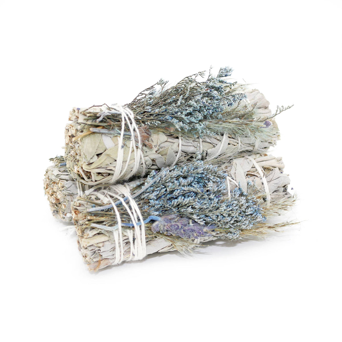 White Sage Smudge Stick, Blue Bouquet Floral | 4 in.