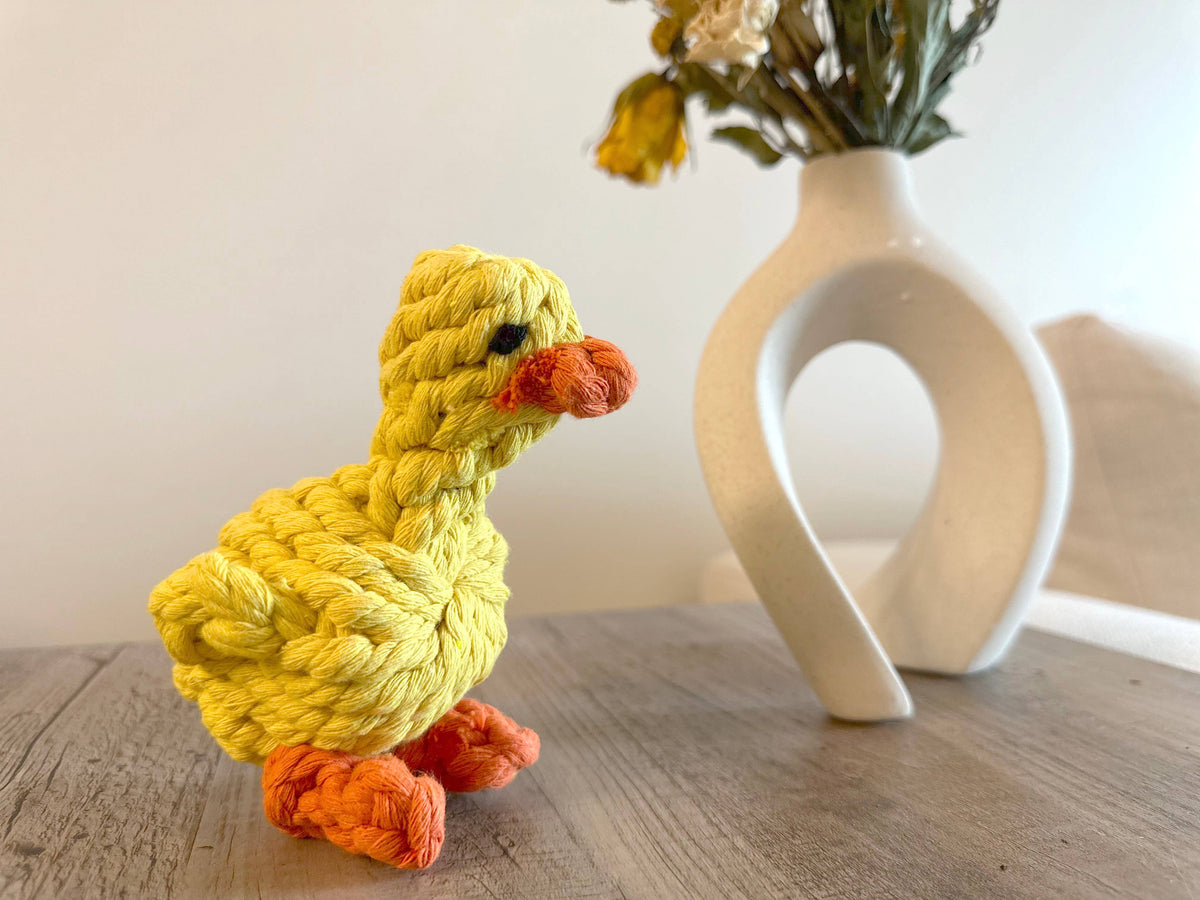 Handmade Yellow Duck Rope Toys - For Small Dogs