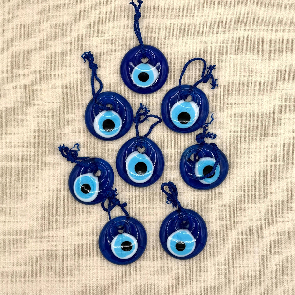 Evil Eye Round Glass Ornament. 4 cm diameter, Turkey