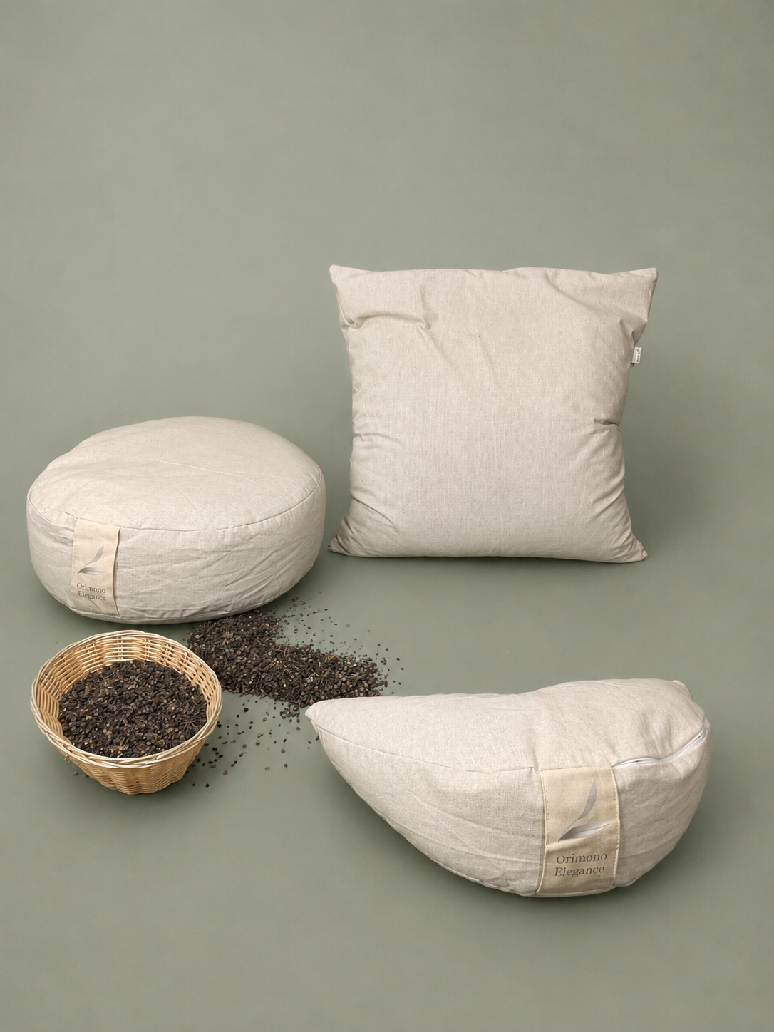 100% Undyed Cotton Meditation Cushion Set- filled Buckwheat