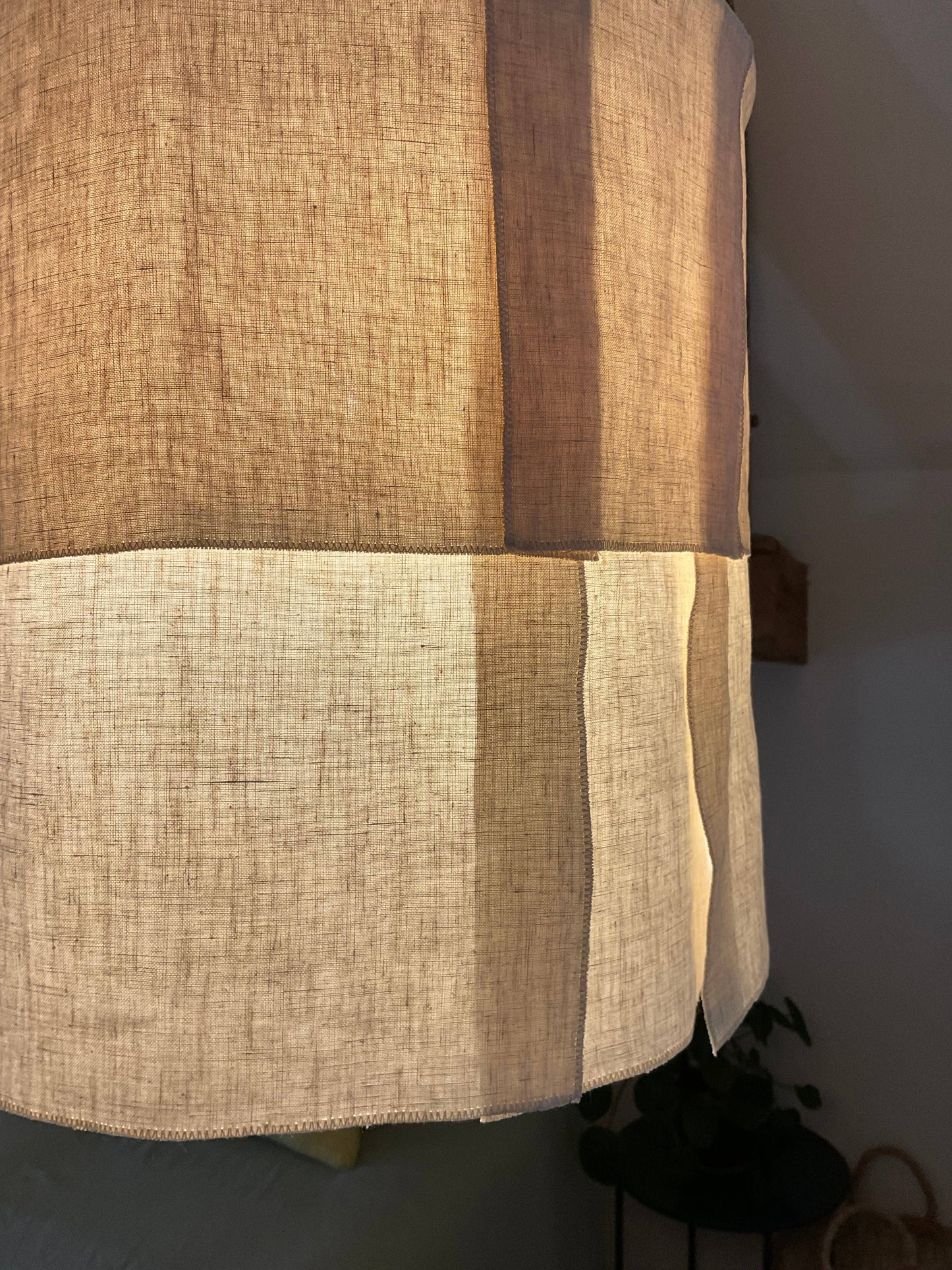 French Linen Pendant - medium round