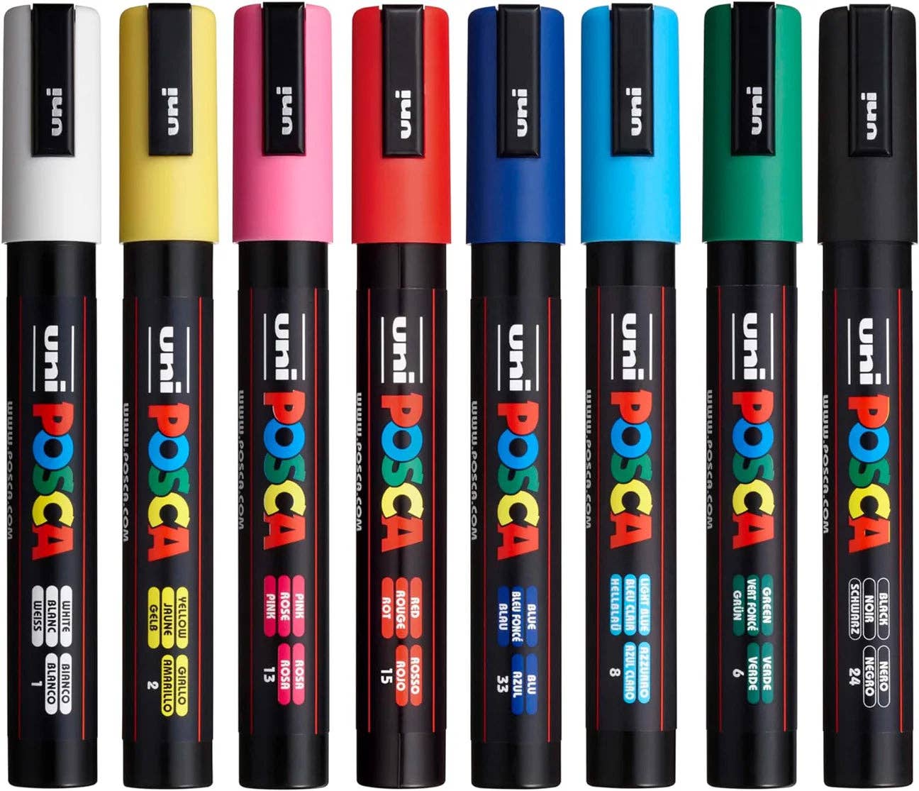 Uni POSCA PC-5M (Medium Point), Set of 8 Color Markers