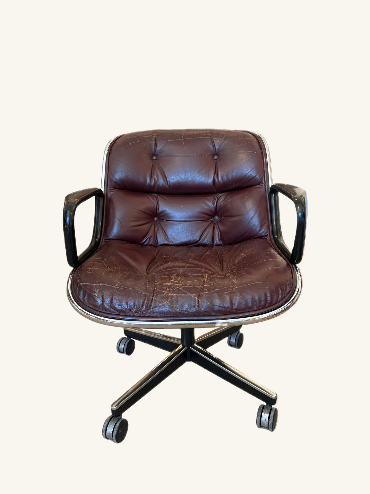 Vintage Knoll Pollock Executive Chair, Oxblood Leather (1976)