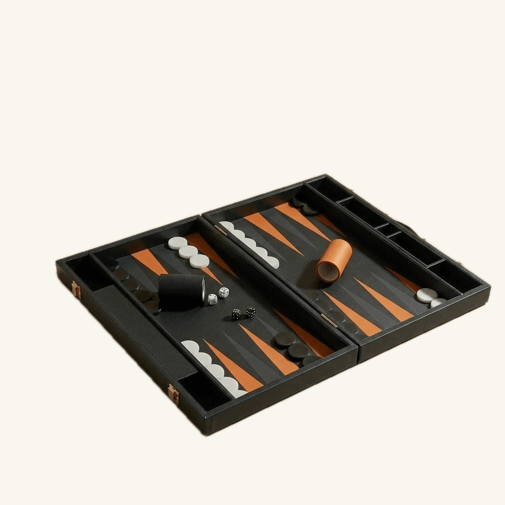Leather Backgammon Set - Black And Brown