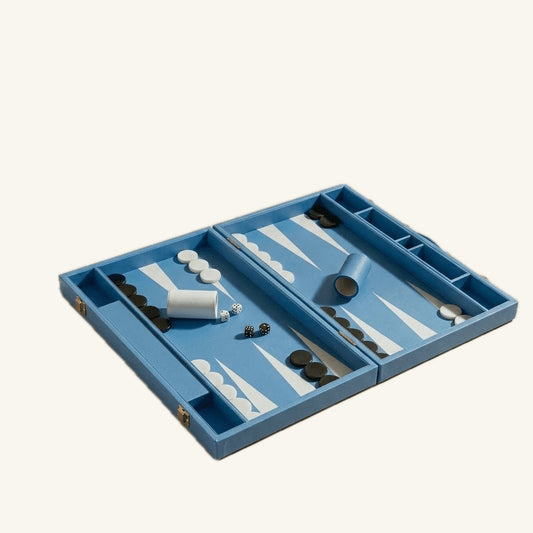 Leather Backgammon Set - Blue And Black