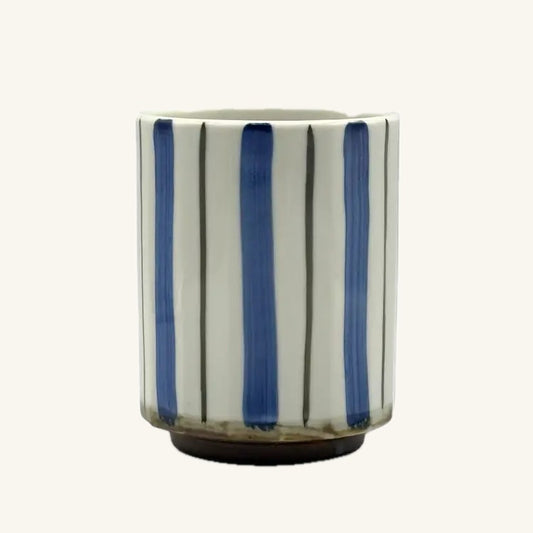 Minami Tokusa Striped White and Blue Japanese Tea Cup