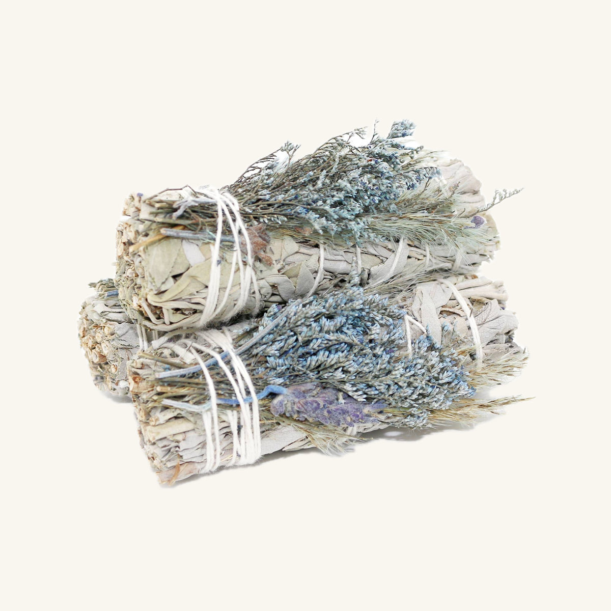 White Sage Smudge Stick, Blue Bouquet Floral | 4 in.