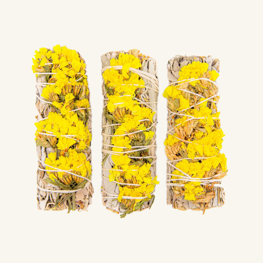 Yellow Sinuata Flower with White Sage Bundles